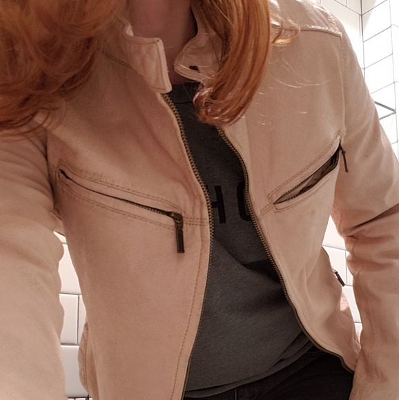 Express Jackets & Blazers - Vintage, Distressed Pink Leather Jacket